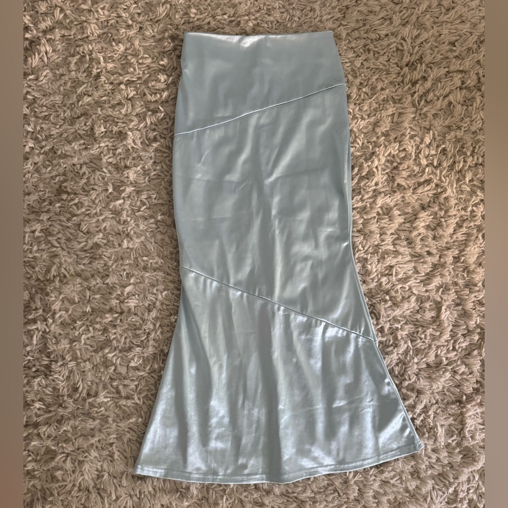 Elegant Blue Satin Skirt